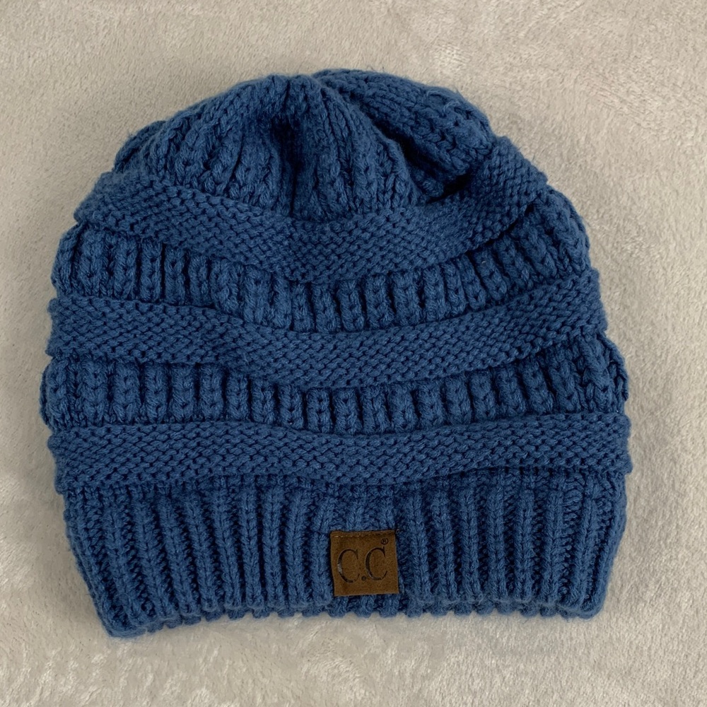 C.C Blue Cozy Unisex Slouchy Knit Beanie One Size